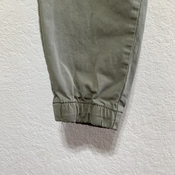 ZARA Jogger Khaki Green Mens Large Elastic Waist Drawstring Cotton Blend - Picture 6 of 16